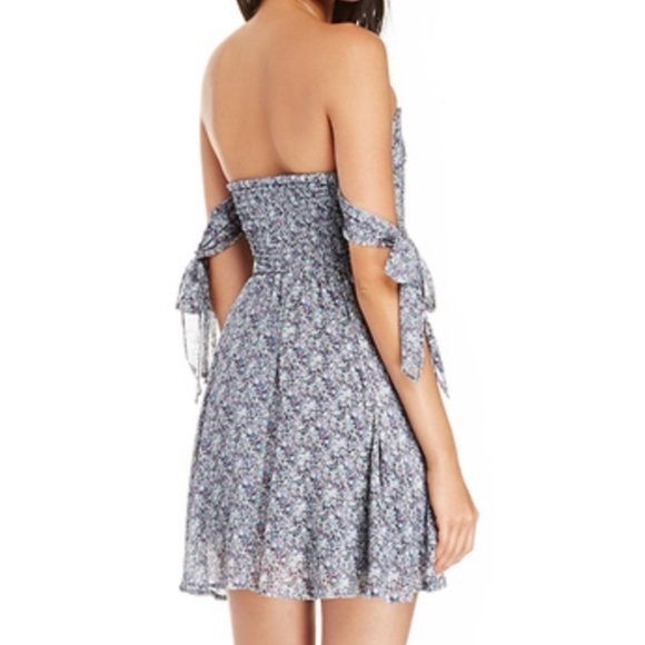 Floral Print Black and Pink Off the Shoulders Boho Mini Dress Size Small S - Picture 9 of 15